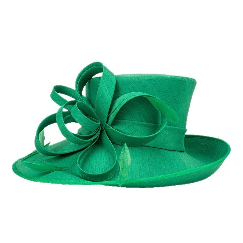 Top Hat Straw Hat with Floral Decoration