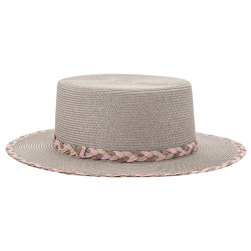 Bowler Hat Sun Hat with Colored Braided Rope
