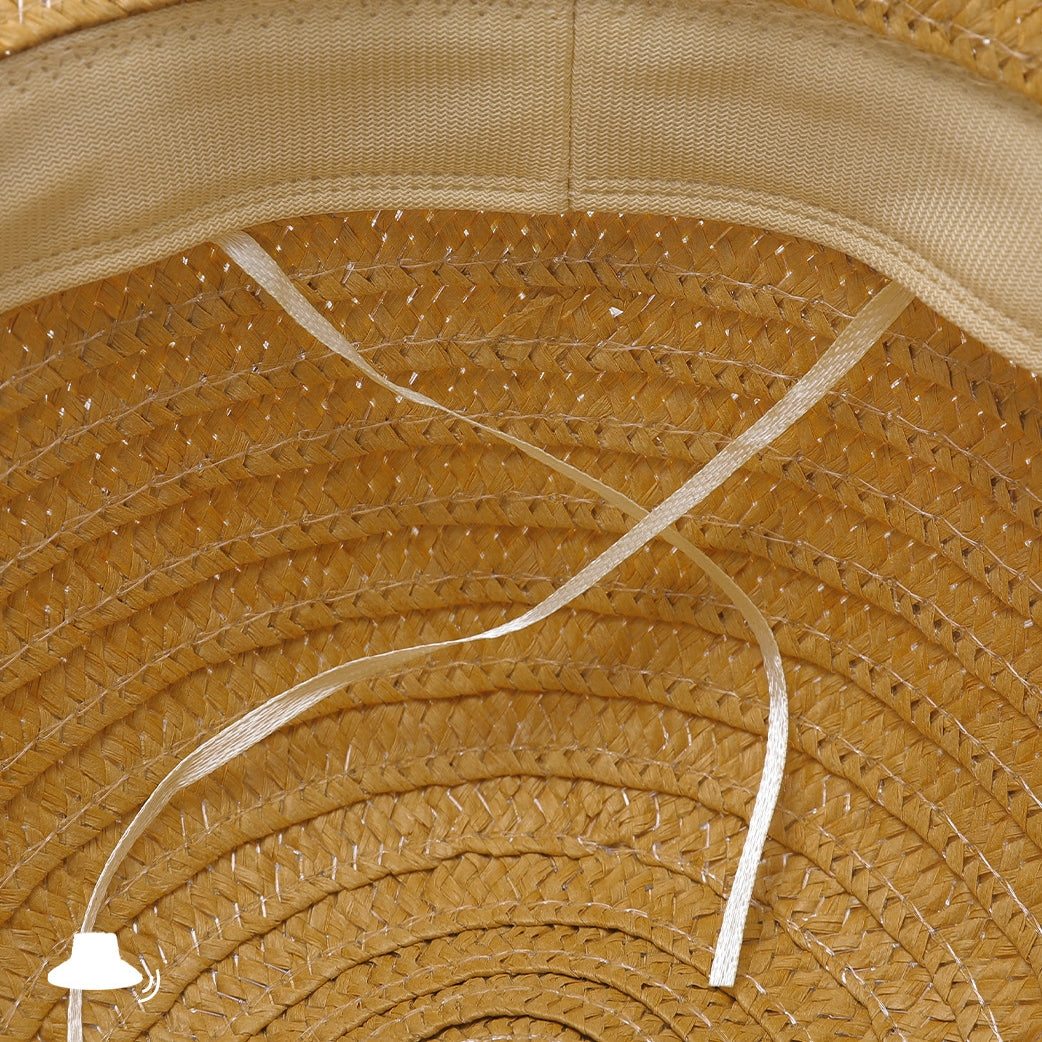 Straw Hat with Letter Embroidery