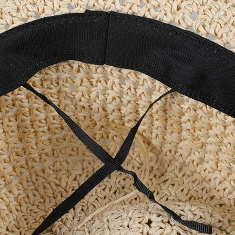 Foldable Straw Hat with Wide Brim