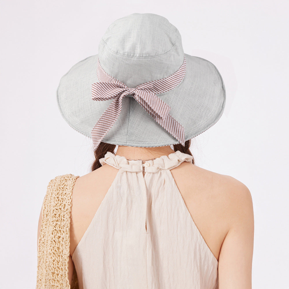 Striped Bow Sun Hat