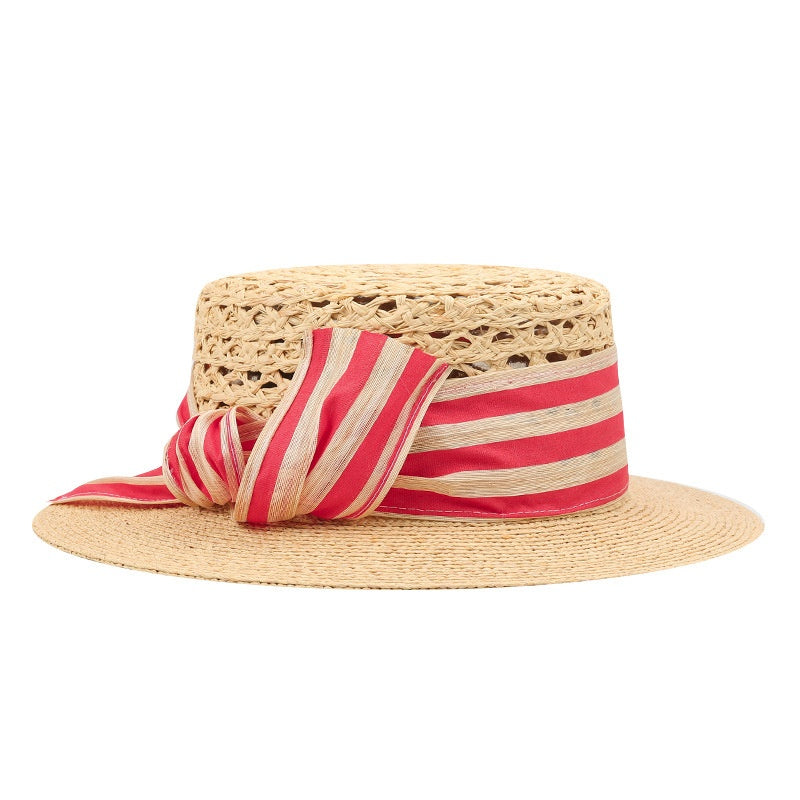 Hollow-carved Top Hat Sun Hat with Bow