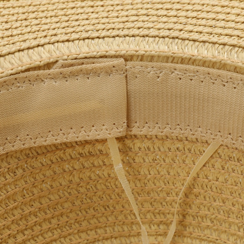 Foldable Straw Hat with Bead Decoration