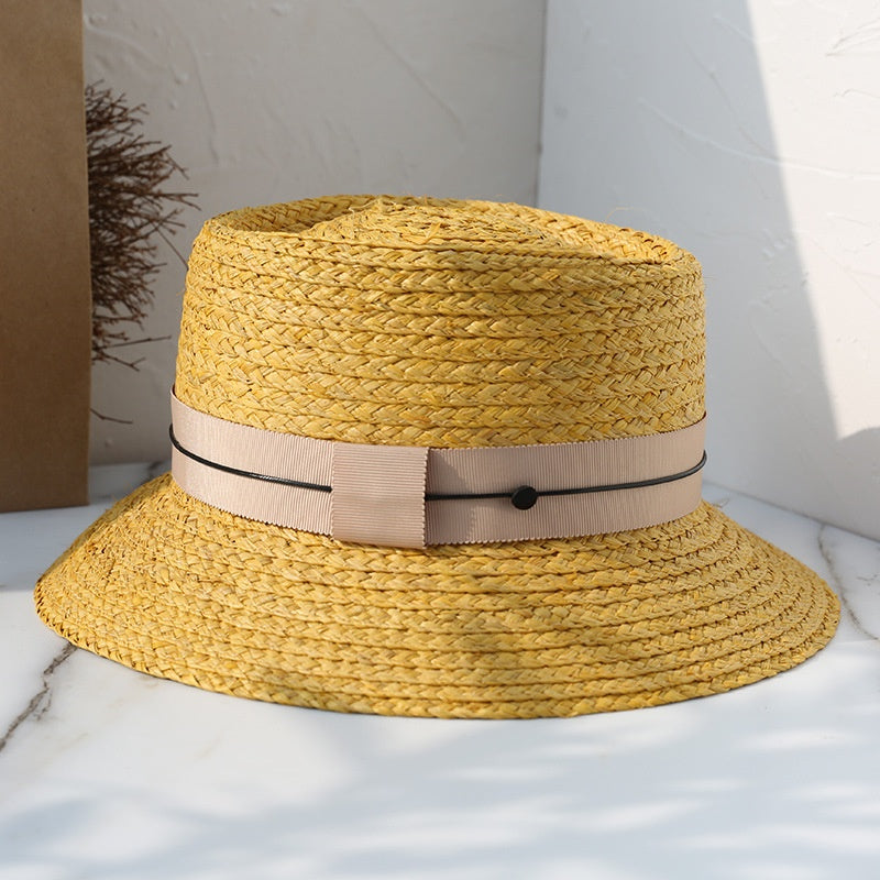 Straw Sun Hat with Webbing