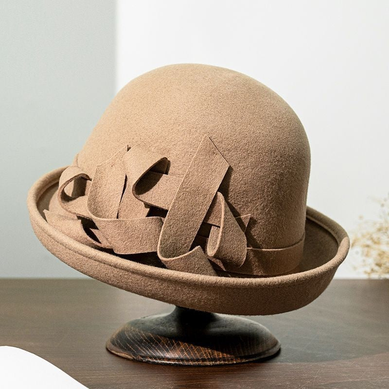 Felt Rolled Edge Top Hat with Felt Flower