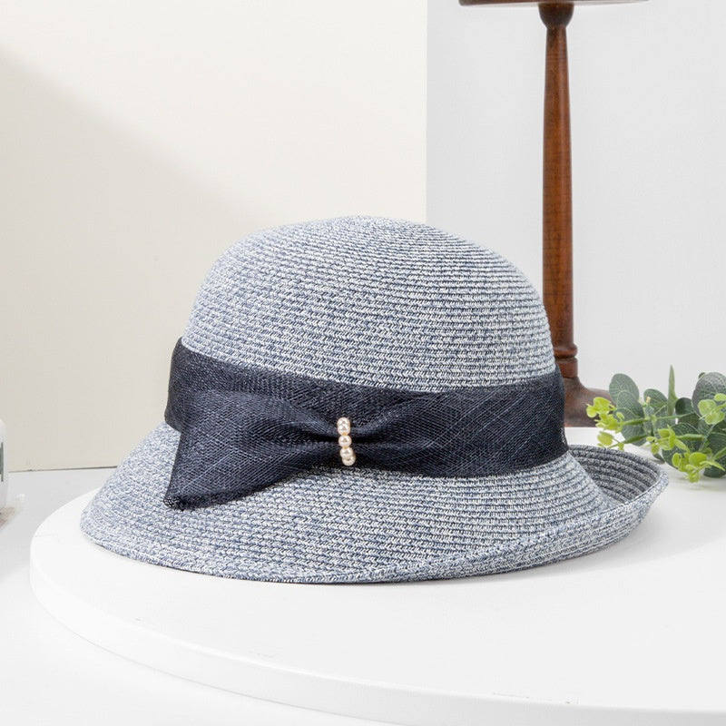 Straw Hat Bucket Hat with Bow