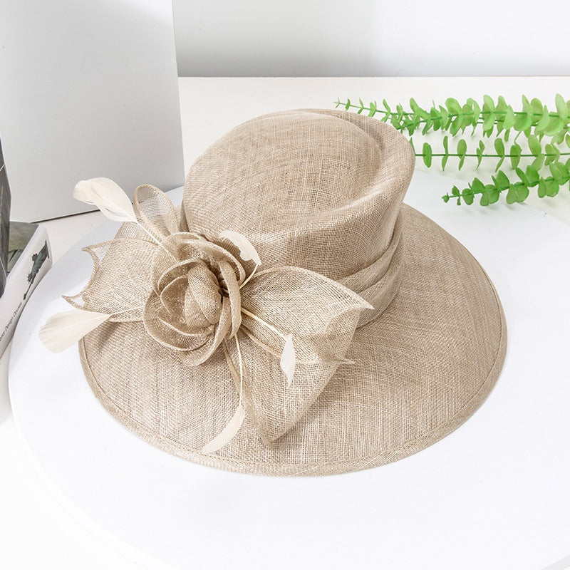 Top Hat Sun Hat with Flower and Bow Decorations