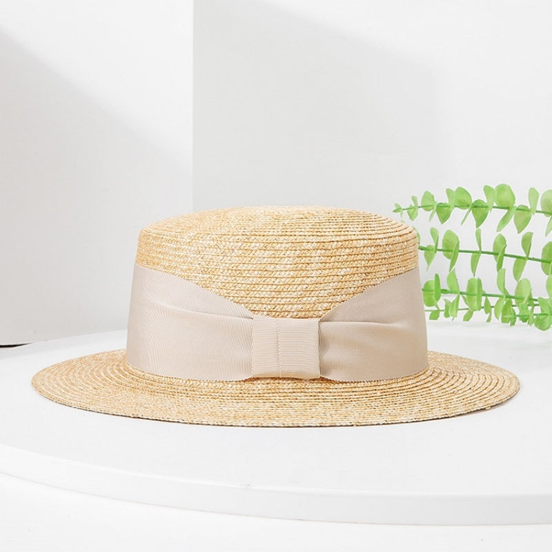Straw Hat Sun Hat with Bow Cloth Webbing