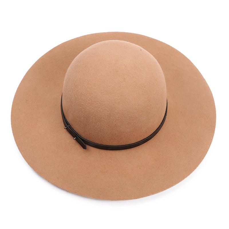 Felt Top Hat with Leather Decorative Ribbon
