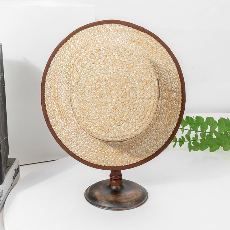 Straw Sun Hat with Brown Webbing