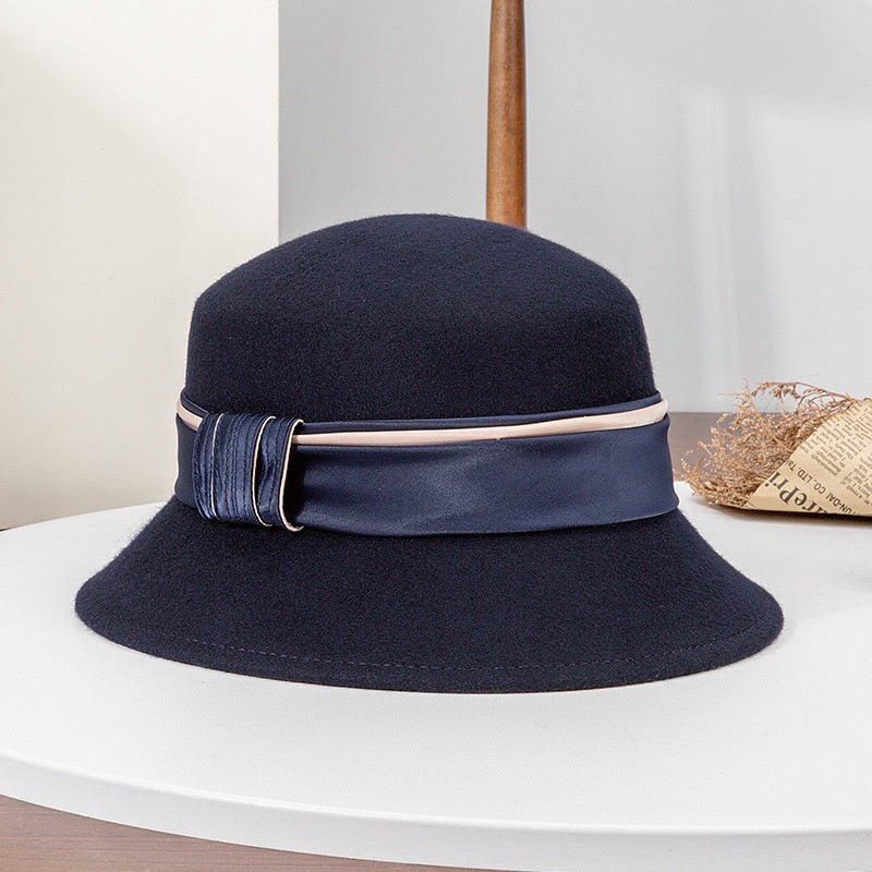 Felt Top Hat Satin with Webbing Decoration