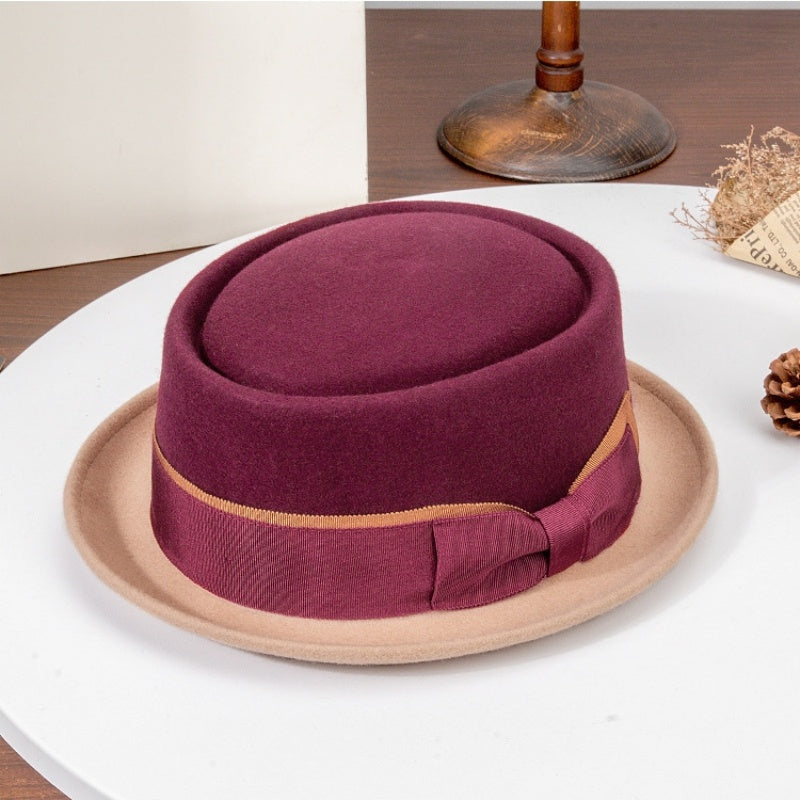 Felt Rolled-up Top Hat with Bow
