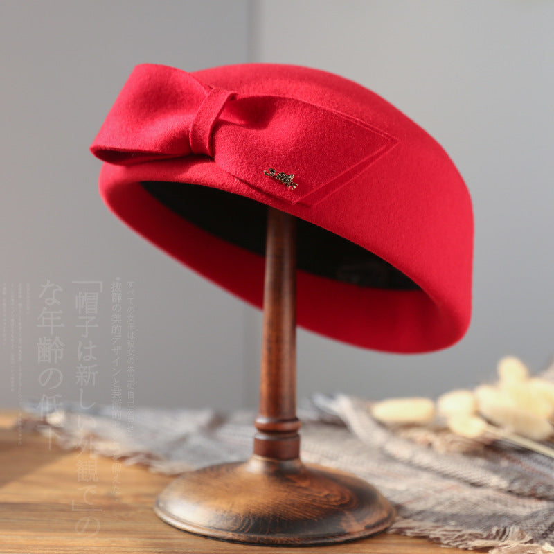 Simple Stewardess Beret with Bow