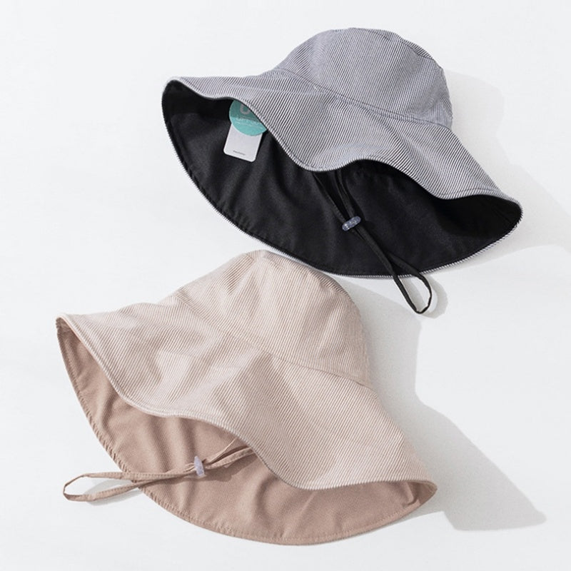 Double-Sided Striped Sun Hat Bucket Hat