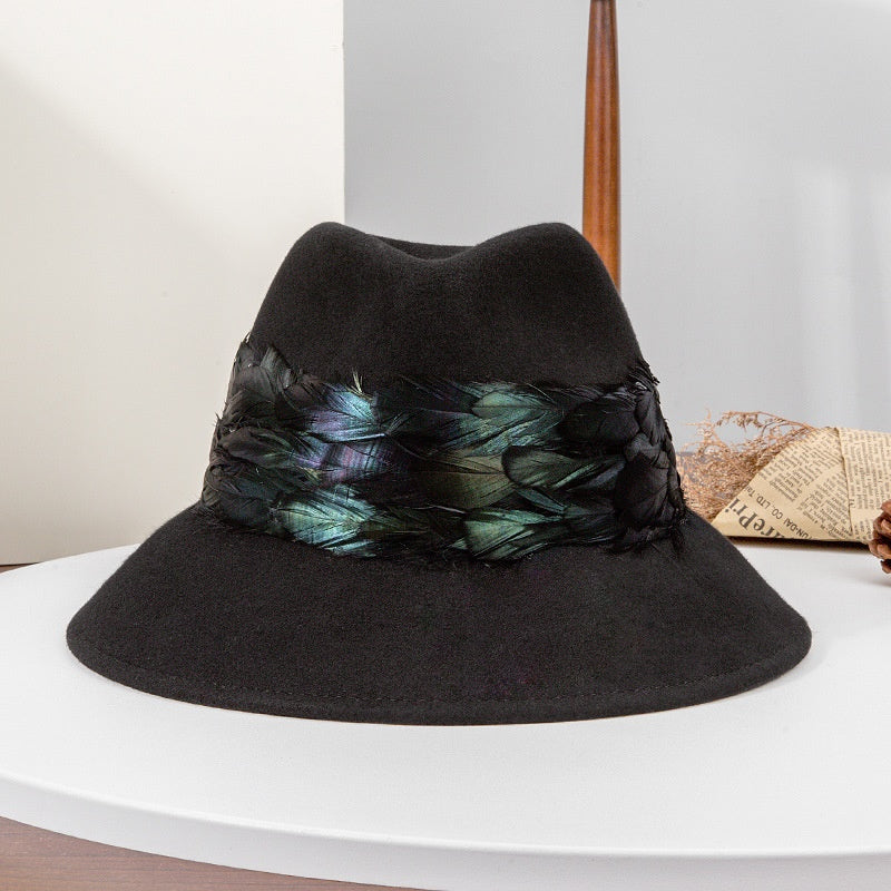 Felt Top Hat with Feather Webbing Decorations