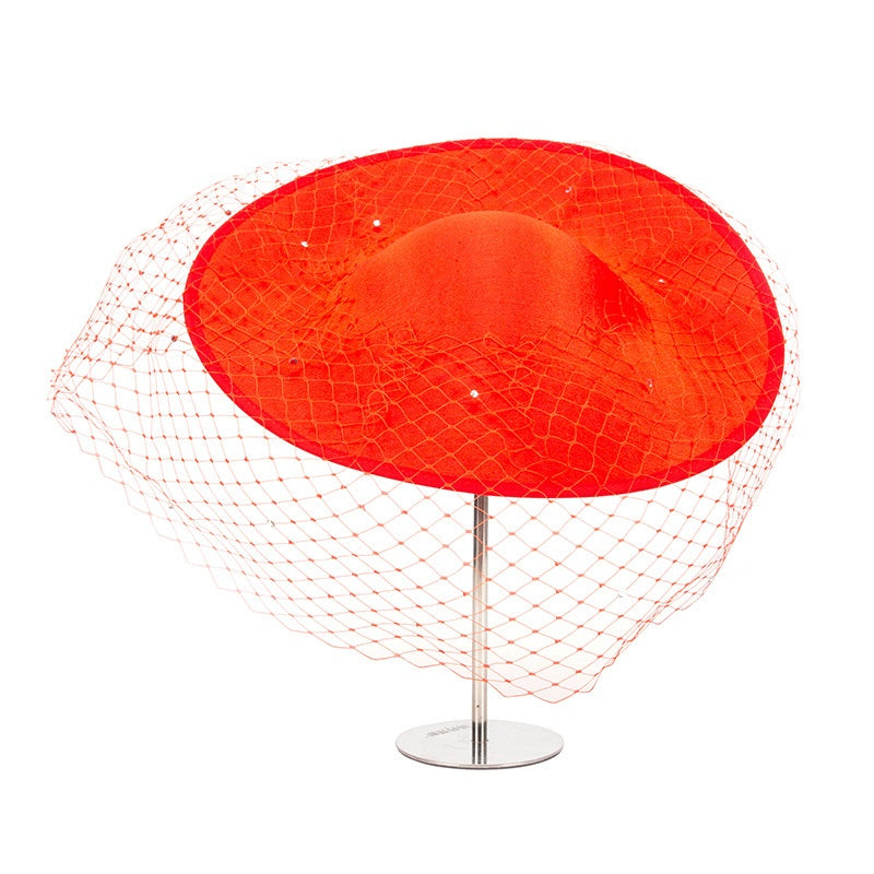 Wide Brim Top Hat Alice Band with Crystal and Veil