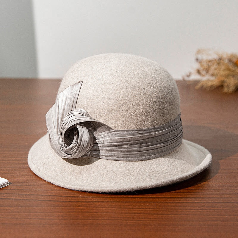 Felt Top Hat Rolled Edge with Ribbon Decoration