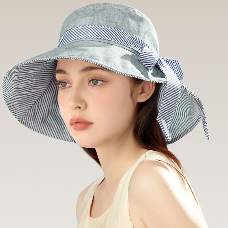 Striped Bow Sun Hat