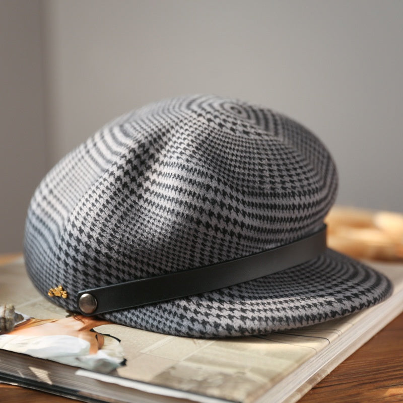 Houndstooth Felt Newsboy Hats