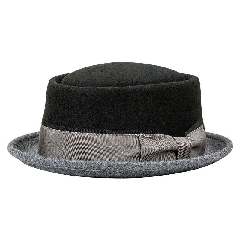 Felt Rolled-up Top Hat with Bow