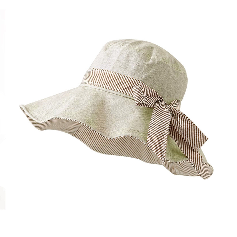 Striped Bow Sun Hat