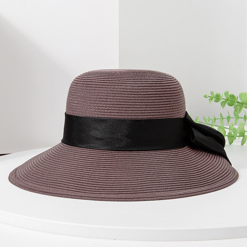 Straw Hat Sun Hat with Big Bow