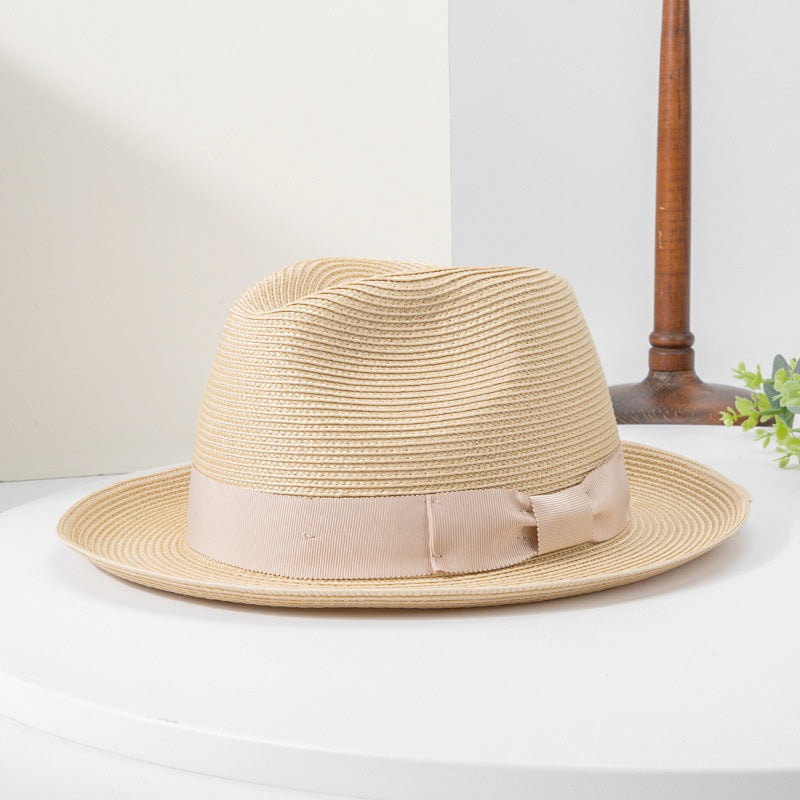 Rolled Edge Top Hat Sun Hat with Bow Webbing