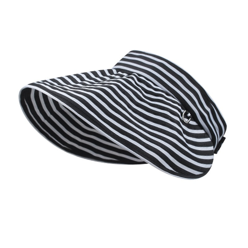 Foldable Striped Sun Hat with Empty Top