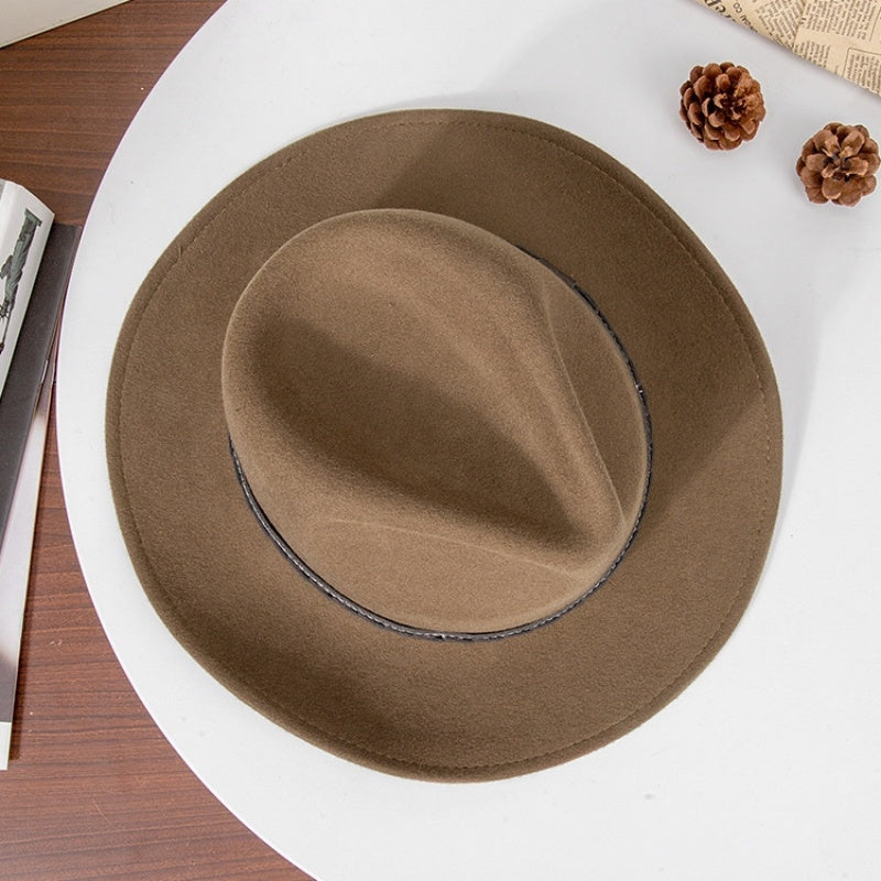 Felt Cowboy Hat with Interwoven Leather Webbing