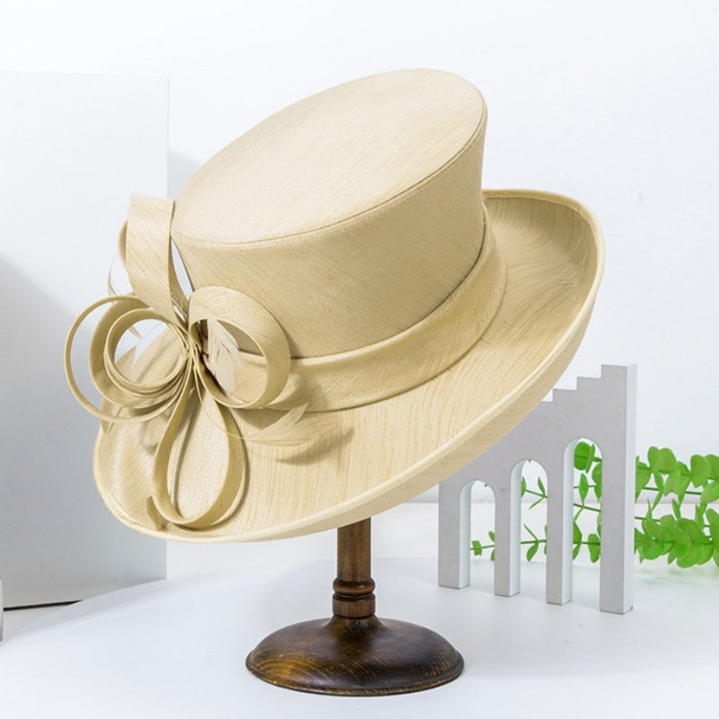 Top Hat Straw Hat with Floral Decoration