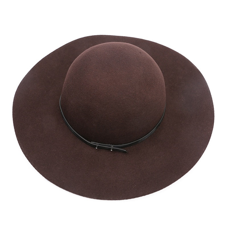 Felt Top Hat with Leather Decorative Ribbon