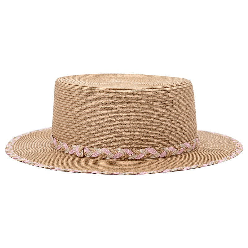 Bowler Hat Sun Hat with Colored Braided Rope
