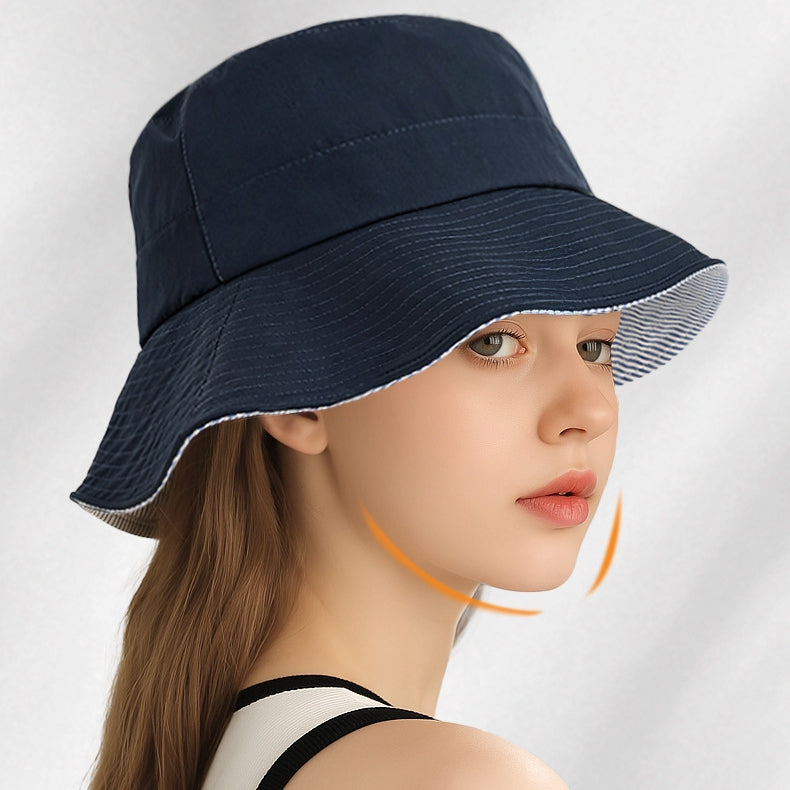 Double-Sided Striped Quick-Drying Sun Hat Bucket Hat