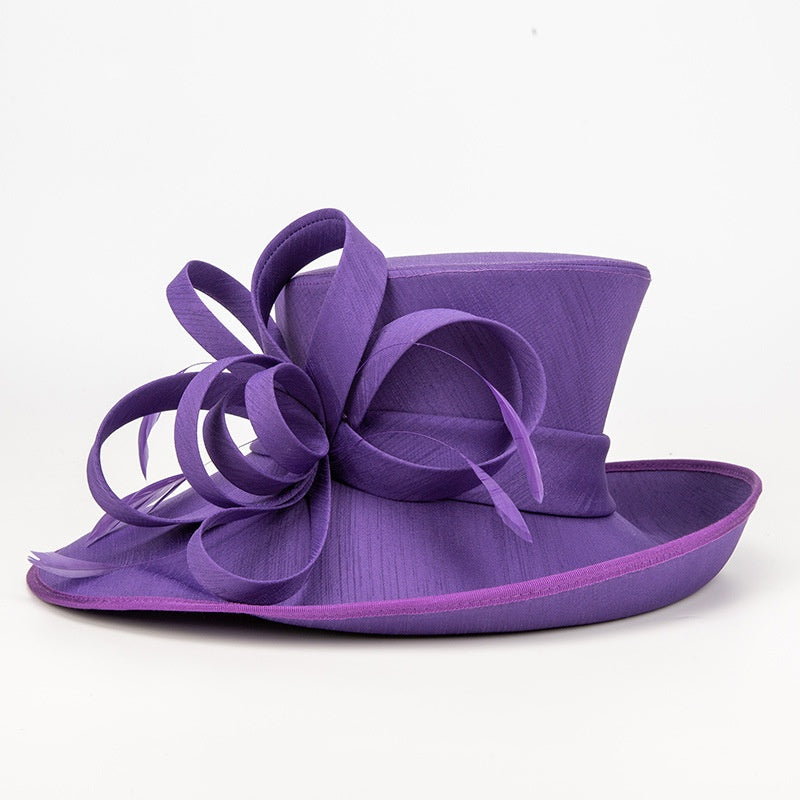 Top Hat Straw Hat with Floral Decoration
