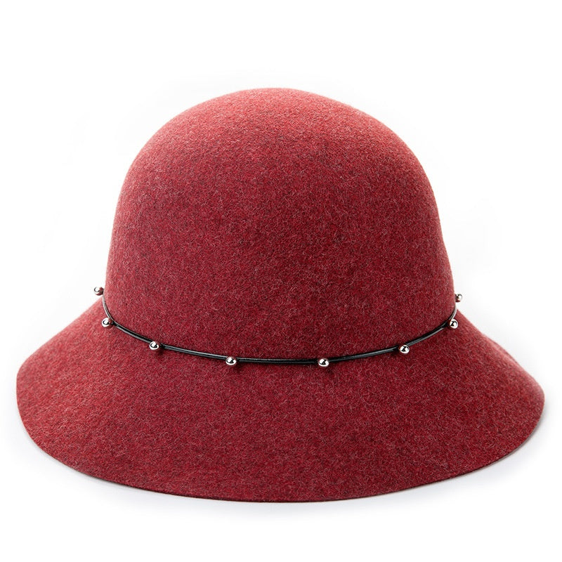 Felt Top Hat with Metal Beads Decoration