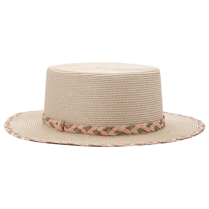 Bowler Hat Sun Hat with Colored Braided Rope