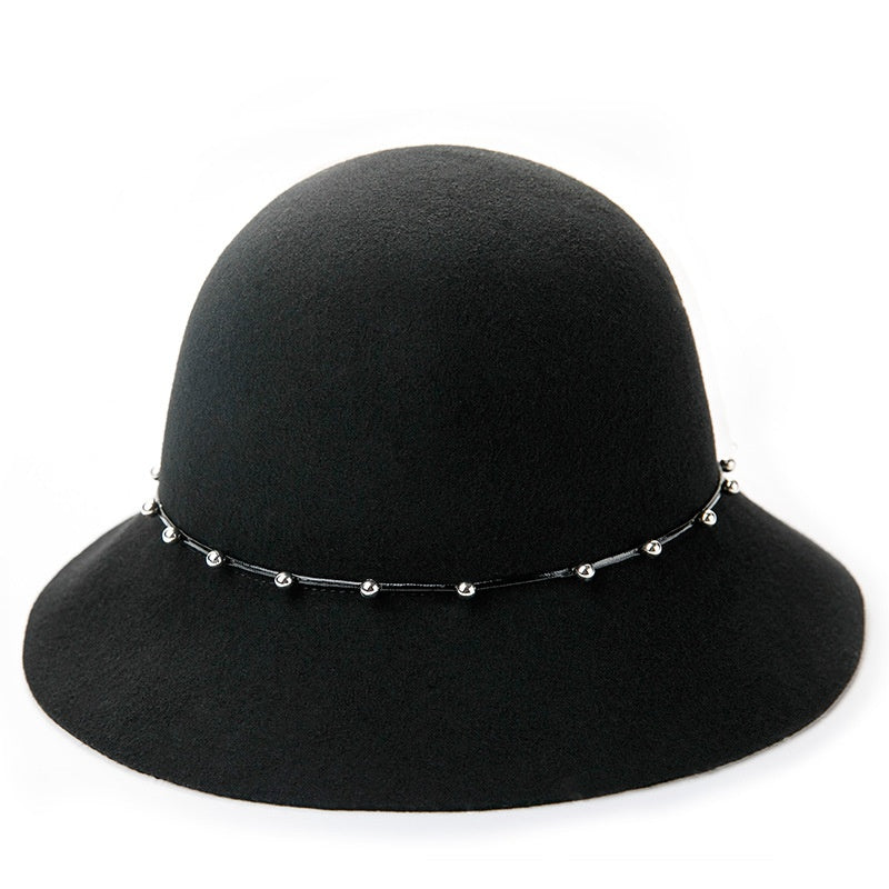 Felt Top Hat with Metal Beads Decoration