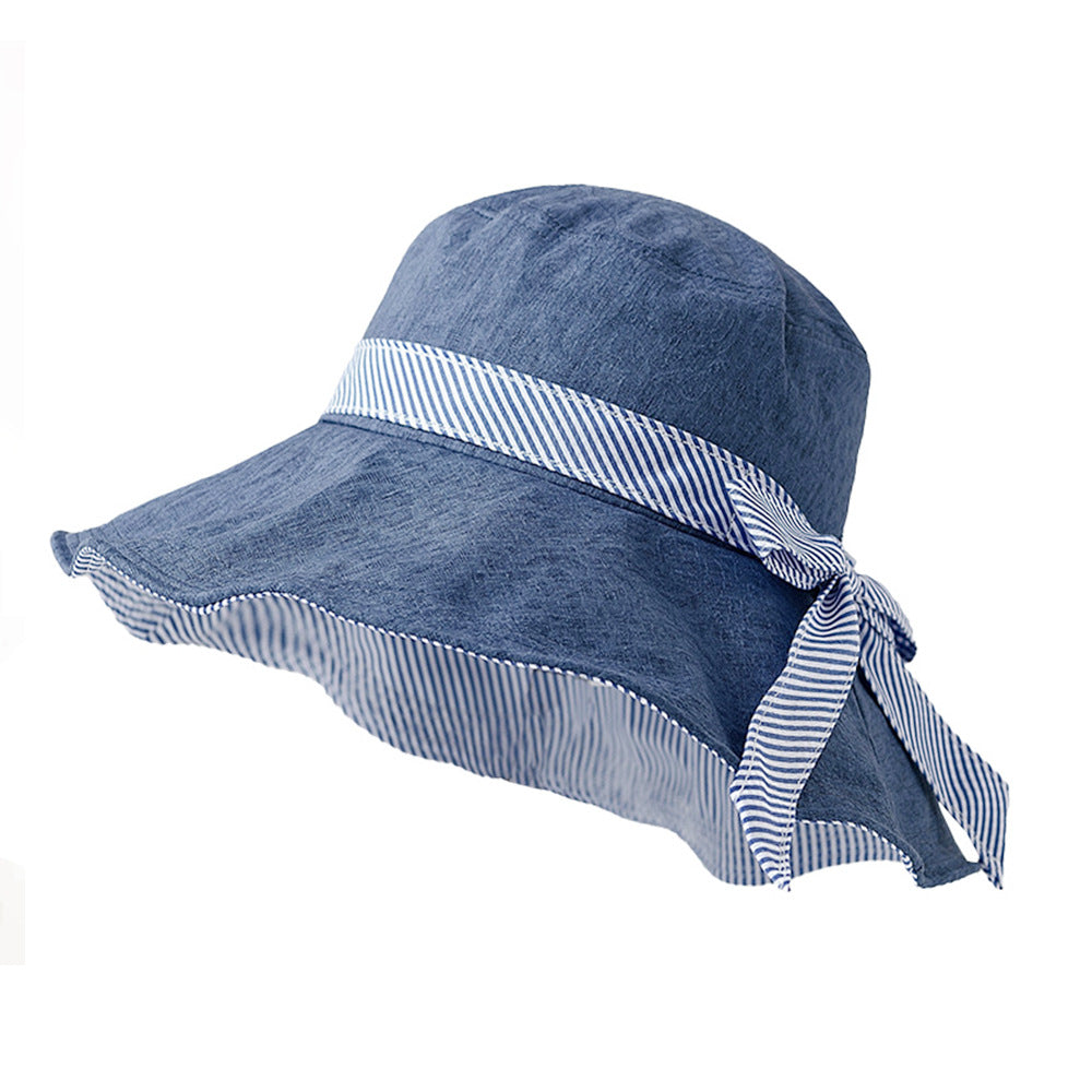 Striped Bow Sun Hat