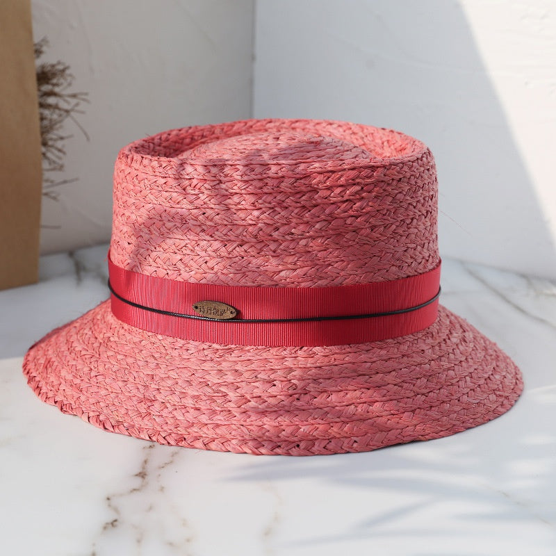 Straw Sun Hat with Webbing
