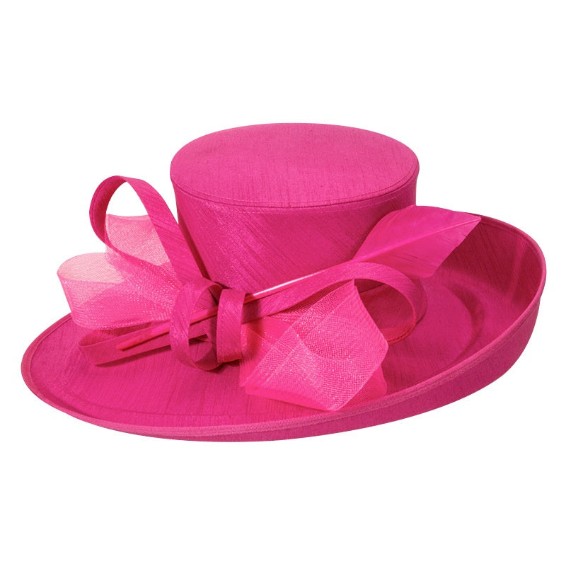 Top Hat Straw Hat with Feathers and Bows