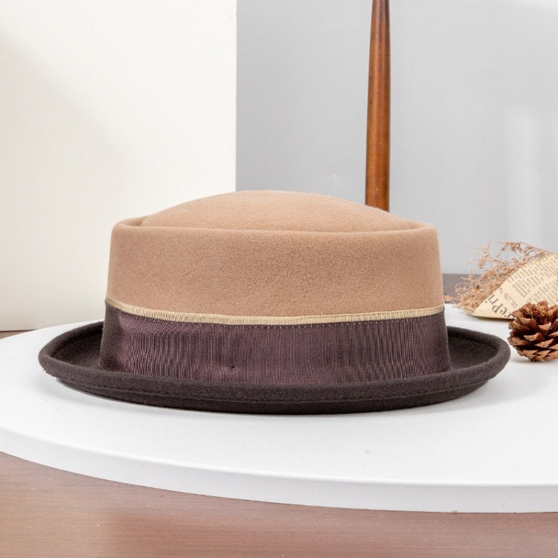 Felt Rolled-up Top Hat with Bow