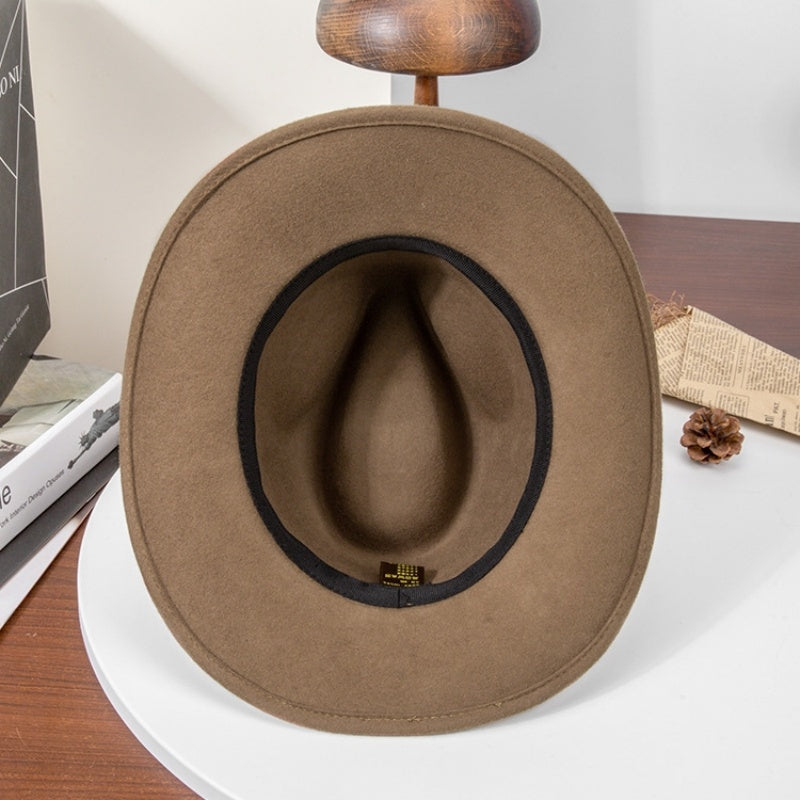 Felt Cowboy Hat with Interwoven Leather Webbing