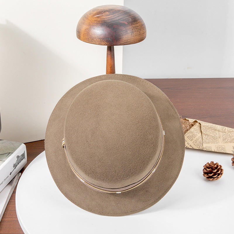 Felt Top Hat with Webbing and Pearl