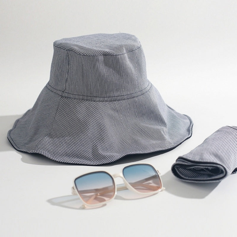 Double-Sided Striped Sun Hat Bucket Hat