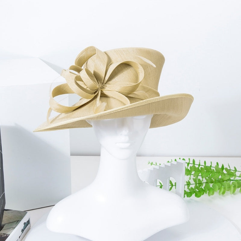 Top Hat Straw Hat with Floral Decoration