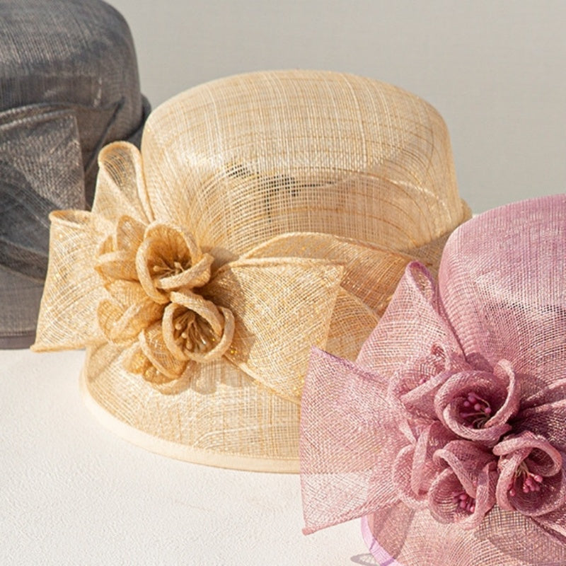 Sun Hat with Flower and Bow Decorations