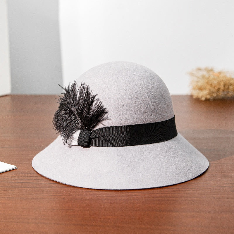 Felt Top Hat with Black Feather