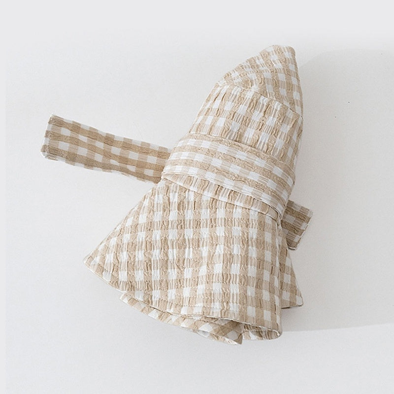 Check Pattern Sun Hat with Bow