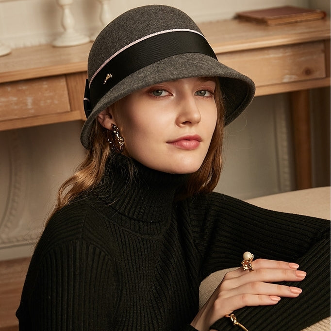 Felt Bucket Hats with Bow