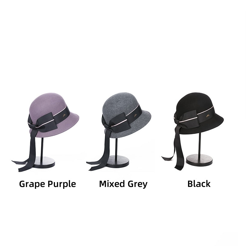 Felt Bucket Hats with Bow